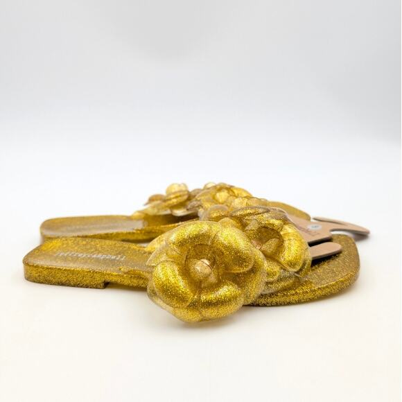 Jeffrey Campbell Fleuris Jelly Flip Flop Thong Sandal Women's Gold Size US8 EU39 - Picture 3 of 7